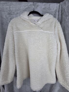 J. Jill Cream Plush Sherpa Hoodie